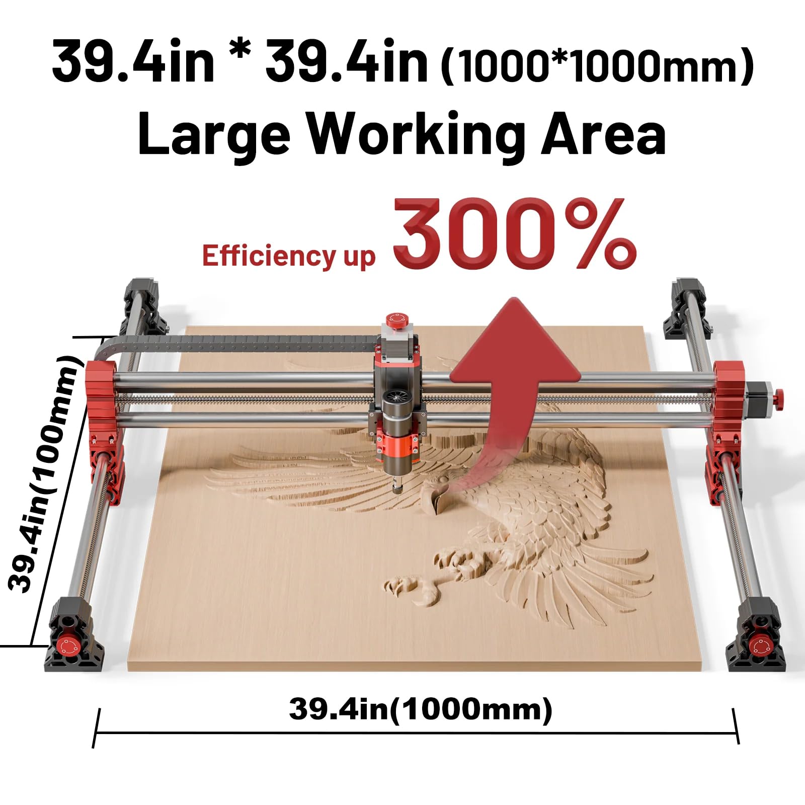 Twotrees TTC-H40 CNC Lasergravierer & Schneider 2-in-1, Gravurfläche 1000 x 1000 mm, inkl. VCarve Desktop Software, Präzisions-Laser- und Fräsmaschine für Holz, Acryl und Leder