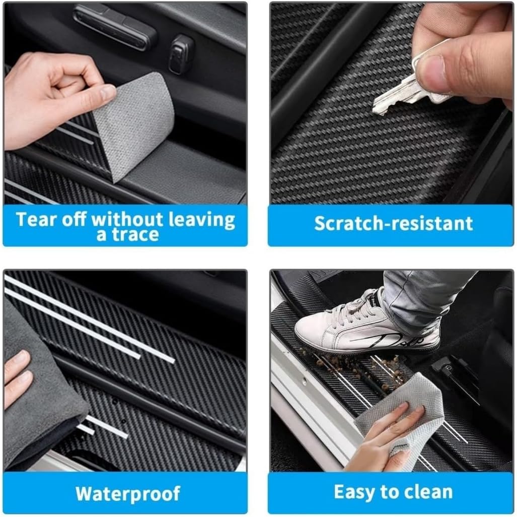 5 PCS Car Door Sill Protector for Subaru Forester 2019-2025, Carbon Fiber Wrap Scratch Protection Threshold Rear Bumper Guard Stickers(Red)