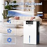 KeepGlad Dehumidifier, 1000Sq.Ft for Home, 98 OZ Dehumidifier for Basement, Quiet Dehumidifiers for Bedroom, Bathroom, RV. Dehumidifiers with Humidity Display, Drain Hose, Auto Shut-Off, Timer(White)