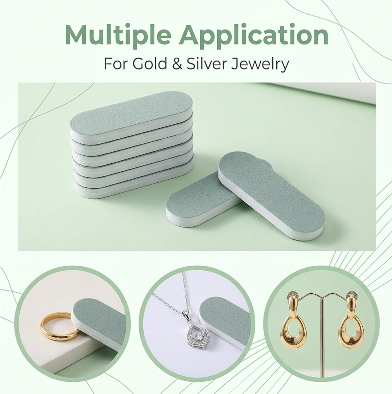 30 Pcs Silver Polish Sticks, Green & White Double-Sided Buffing Bars, Double-Sided Cleaning Buffing Bars for Jewelry Cleaning (2.36 x 0.79 x 0.28 Inch)