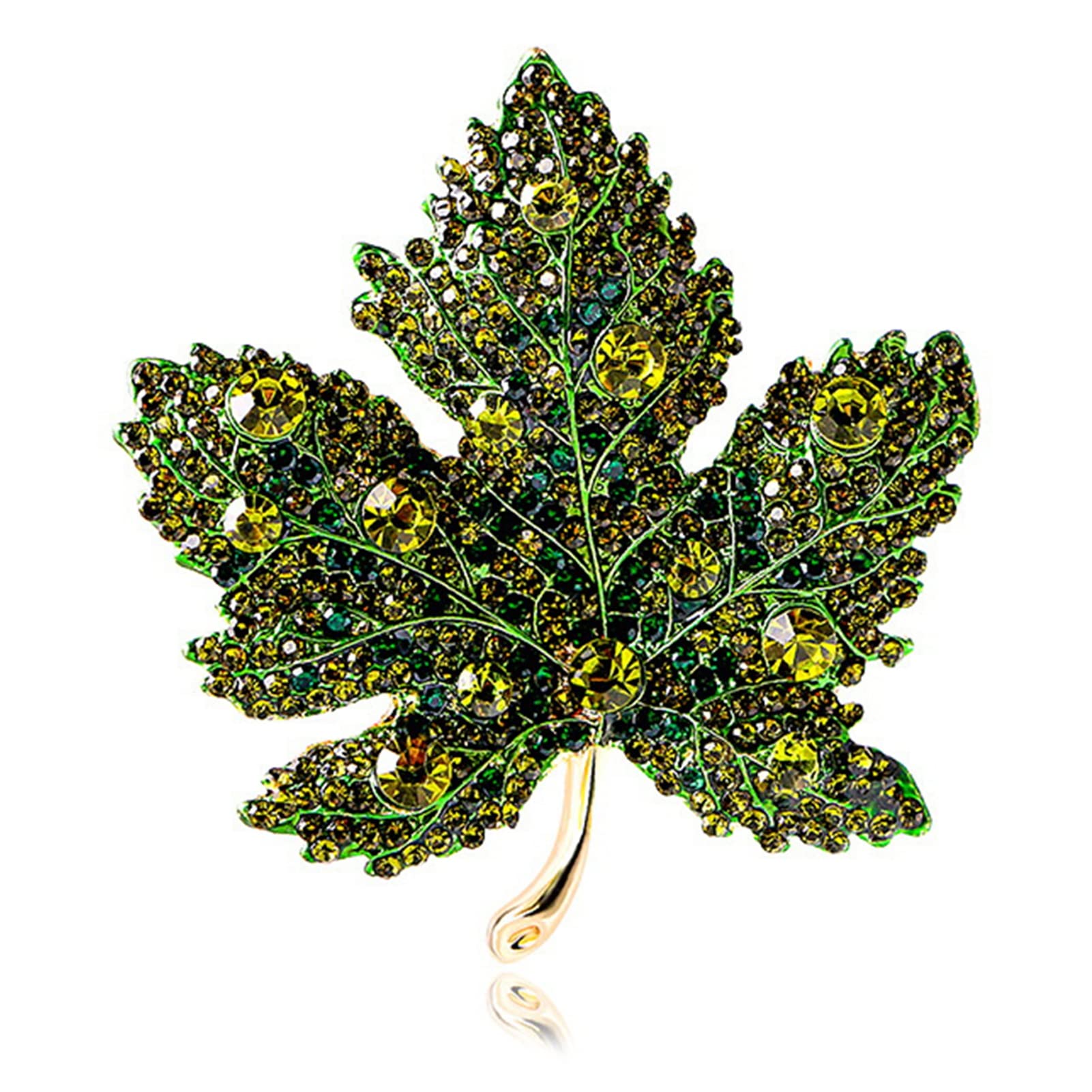 Luojuny Unisex Green Brooch Pin Anti-Oxidation Clothing Matching Maple Leaf Shape Smooth Surface Badge Pin Clothing Decoration
