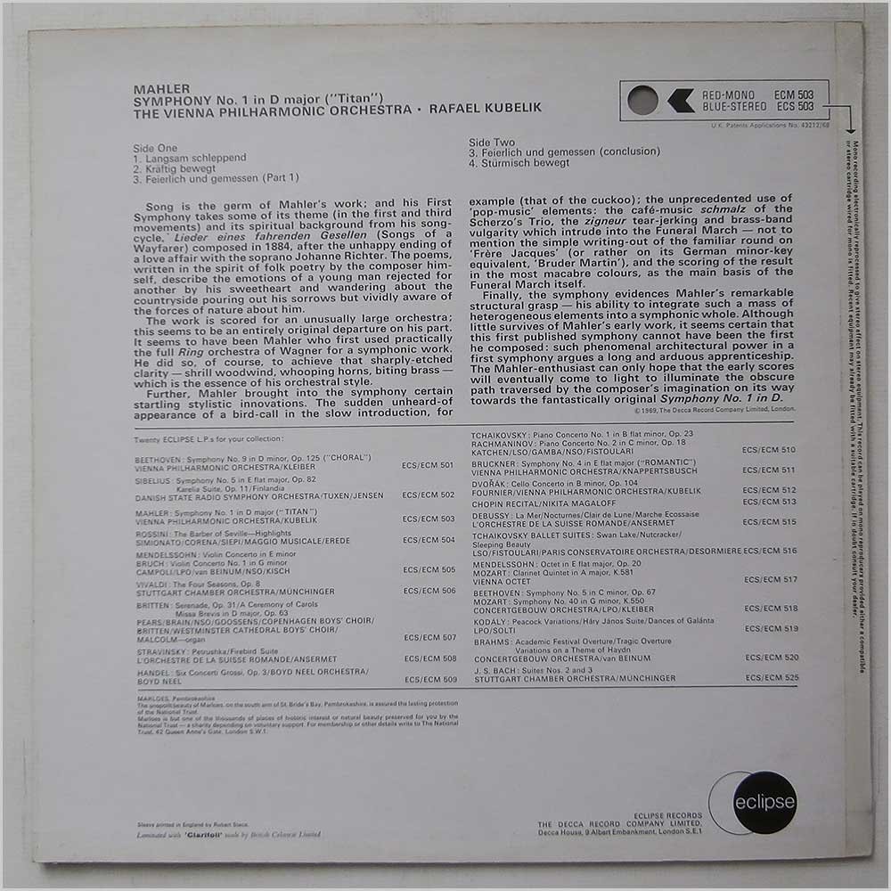 Mahler Symphony No.1 Titan [LP]