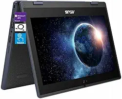 ASUS Laptop educacional 2 em 1 com tela sensível ao toque HD de 11,6 polegadas, processador Intel Celeron N100, 4 GB de RAM, SSD de 256 GB, Wi-Fi 6, Bluetooth 5.1, resistente a derramamentos