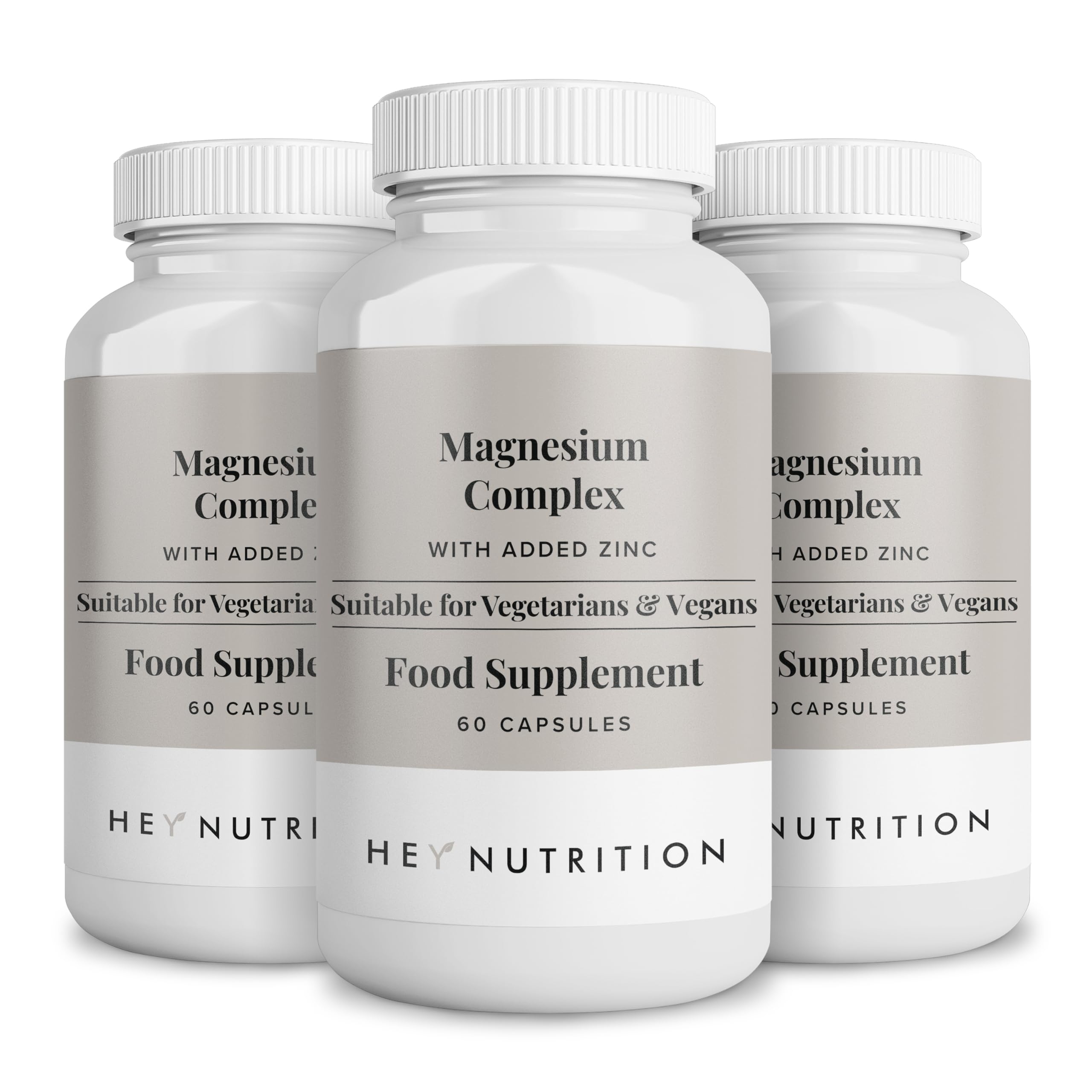 Magnesium Complex High Strength 205mg Supplement - Zinc, Vitamin D3 - Muscle & Bone Health, Nerve Function & Energy Support - UK Manufactured - Non-GMO - 3 Pack - 180 Vegetarian Capsules