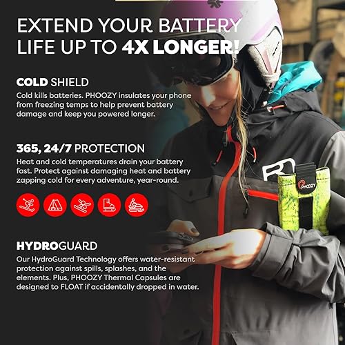 Miniatura 3 de PHOOZY Funda térmica ultraduradera para teléfono frío extremo, funda aislada para teléfono que prolonga la duración de la batería 4X  Equipo de