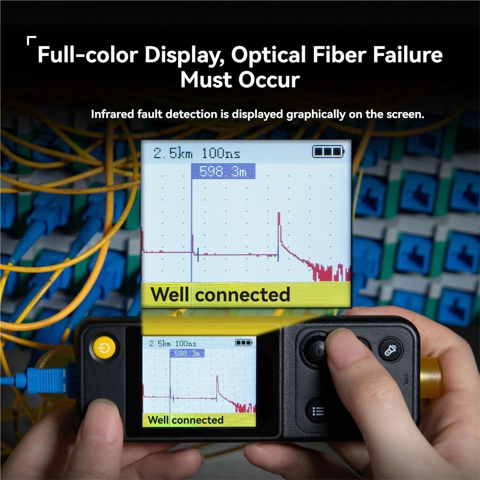 Tester Fibra Optica, Detector de fallas ópticas de 20 km, reflectómetro óptico en el dominio del tiempo, Fiber Ranger, FTTB, FTTH, medidor de punto de ruptura, VFL de 10 mW(APC Port)