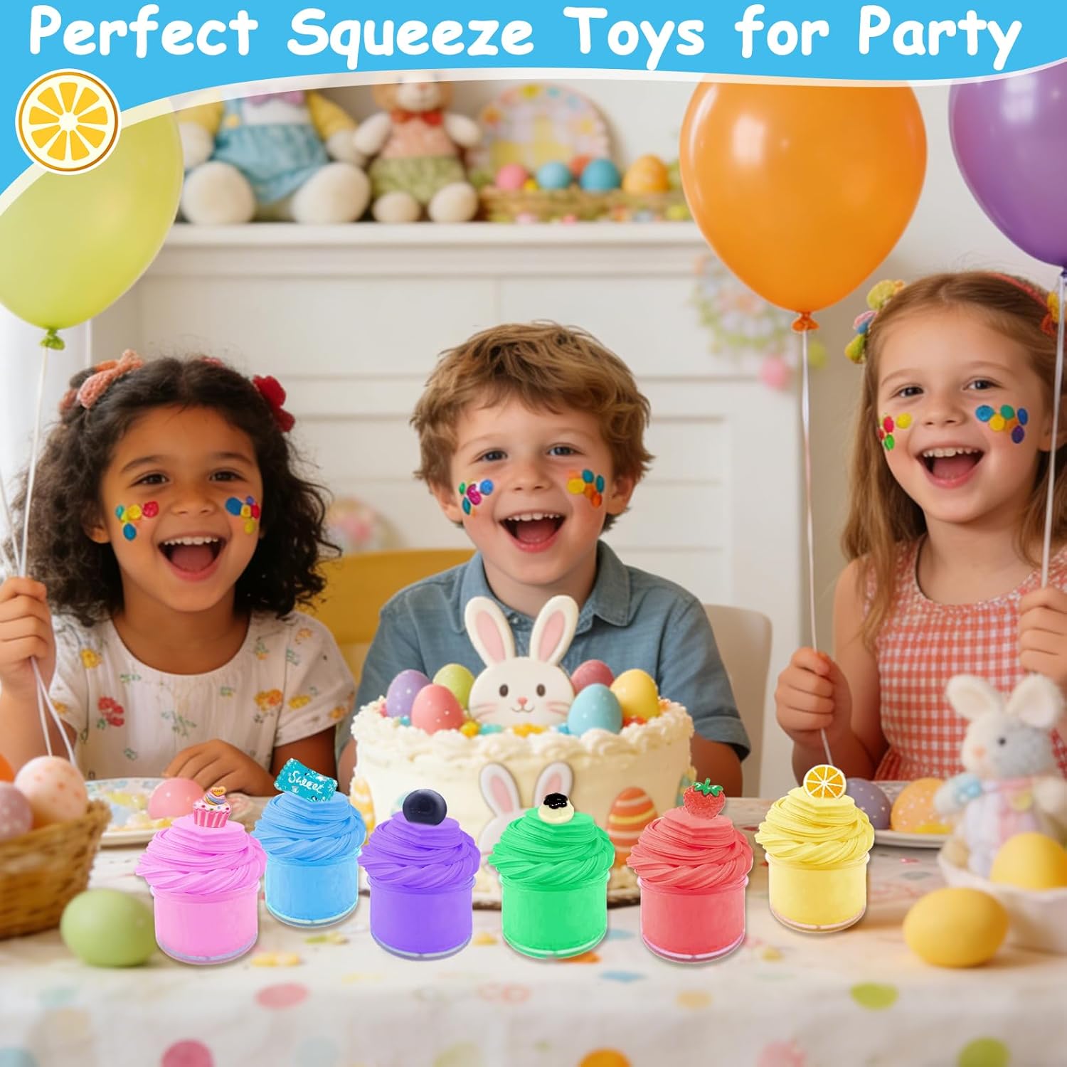 24 Pack Butter Slime Kit Stress Relief Toys Party Favors Supplies, Non-Sticky DIY Colorful Soft Fruit Stretchy Slime, School Classroom Goodie Bag Fillers Exchange Gifts for Kids Prize Girls Boys