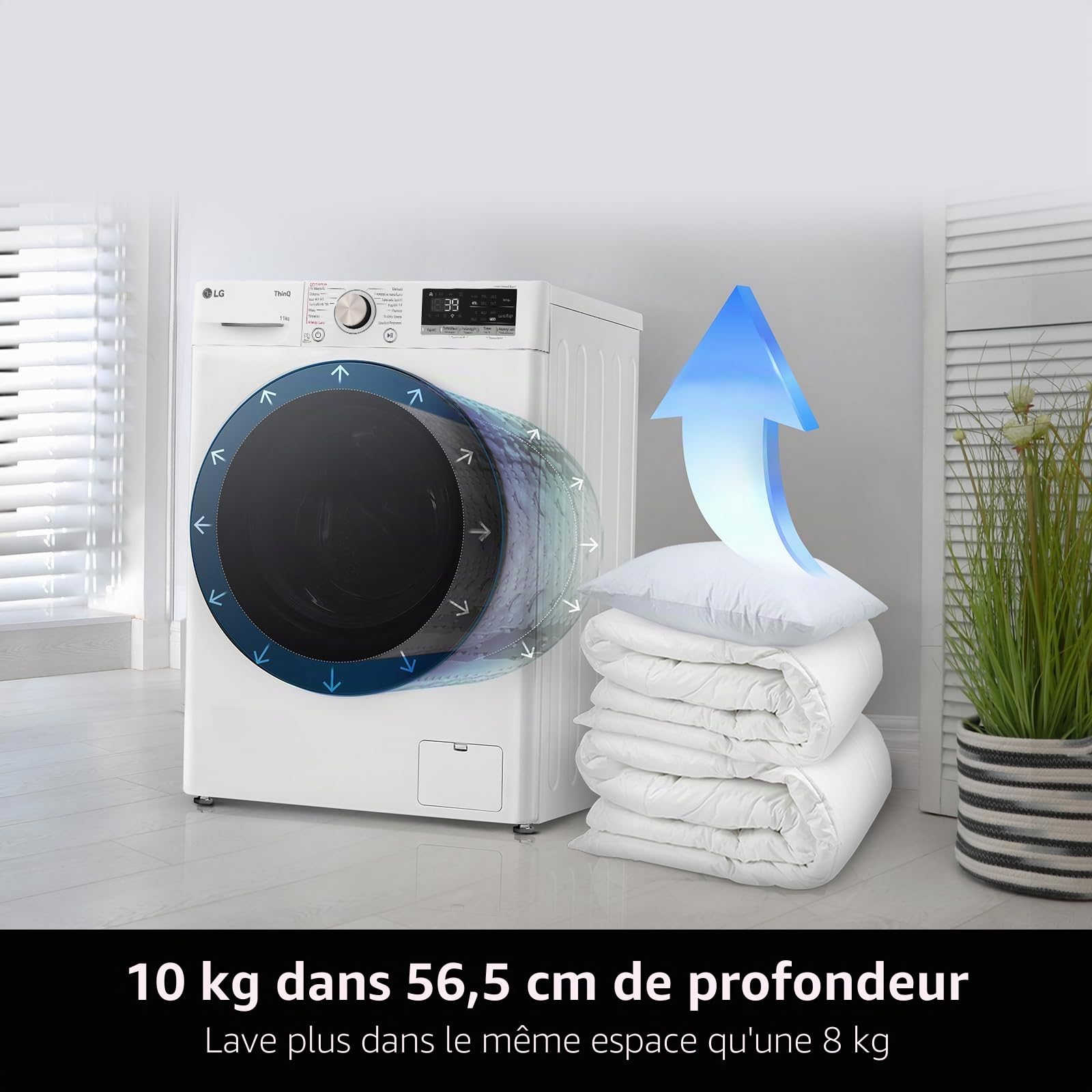LG AI DD F4R7010TSWG Machine à Laver 10 kg, Chargeur Frontal, Série R7, Machine à Laver Classe A -10%, 1400 Tours TurboWash 360, Vapeur sur 7 Programmes, WiFi, Autonome, Blanc