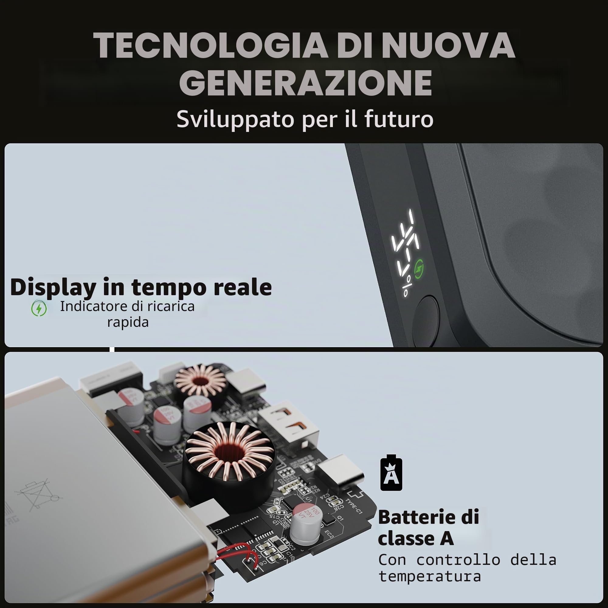 Xtorm Fuel serie5 power bank 27.000mAh 67W uscite USB-C e USB-A nero | Alta capacità, adatto a smartphone, notebook e tablet, con display digitale, ricarica rapida, in plastica riciclata, nero