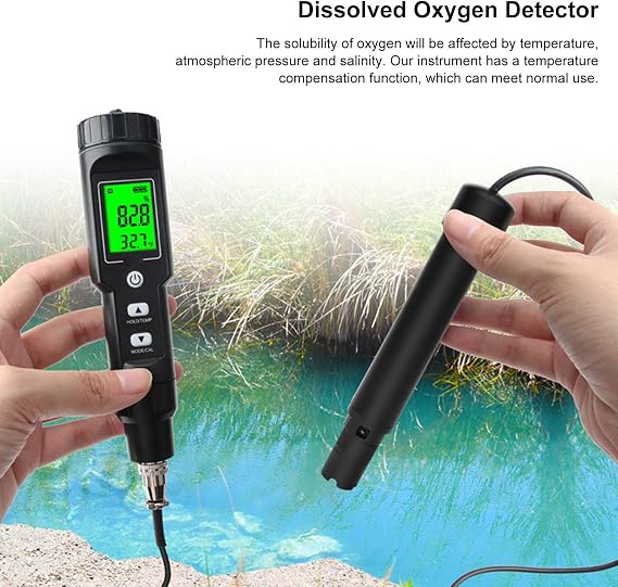 DO9100 Dissolved Oxygen Meter, ABS Digital Dissolved Oxygen Meter, Portable Dissolved Oxygen Tester with Temperature Detector for Aquarium Swimming Pool (Backlight)