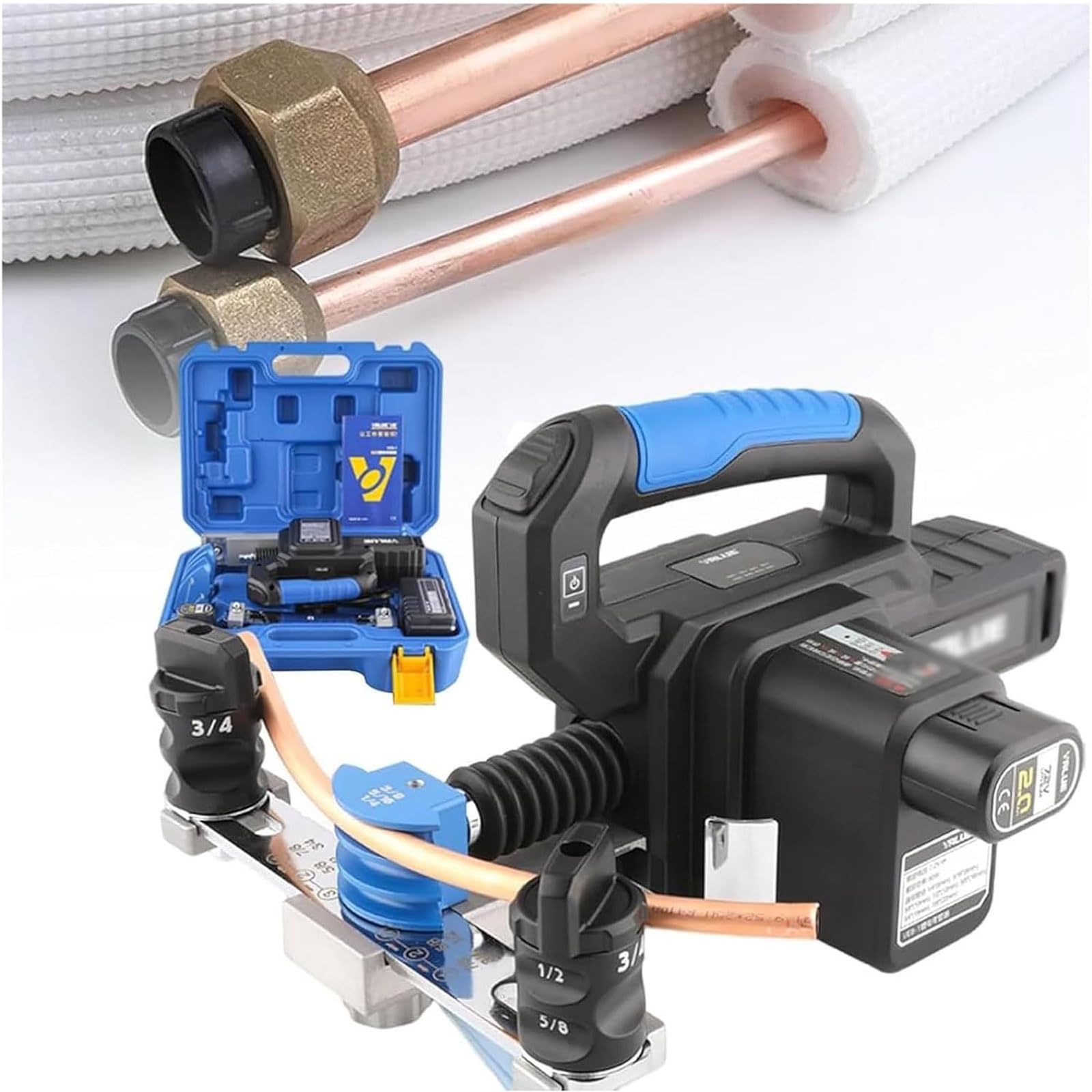 BOOZXCV Electric Tube Bender for Soft Copper Pipes – Hydraulic Pipe Bending Tool for HVAC, Plumbing, AC Repair