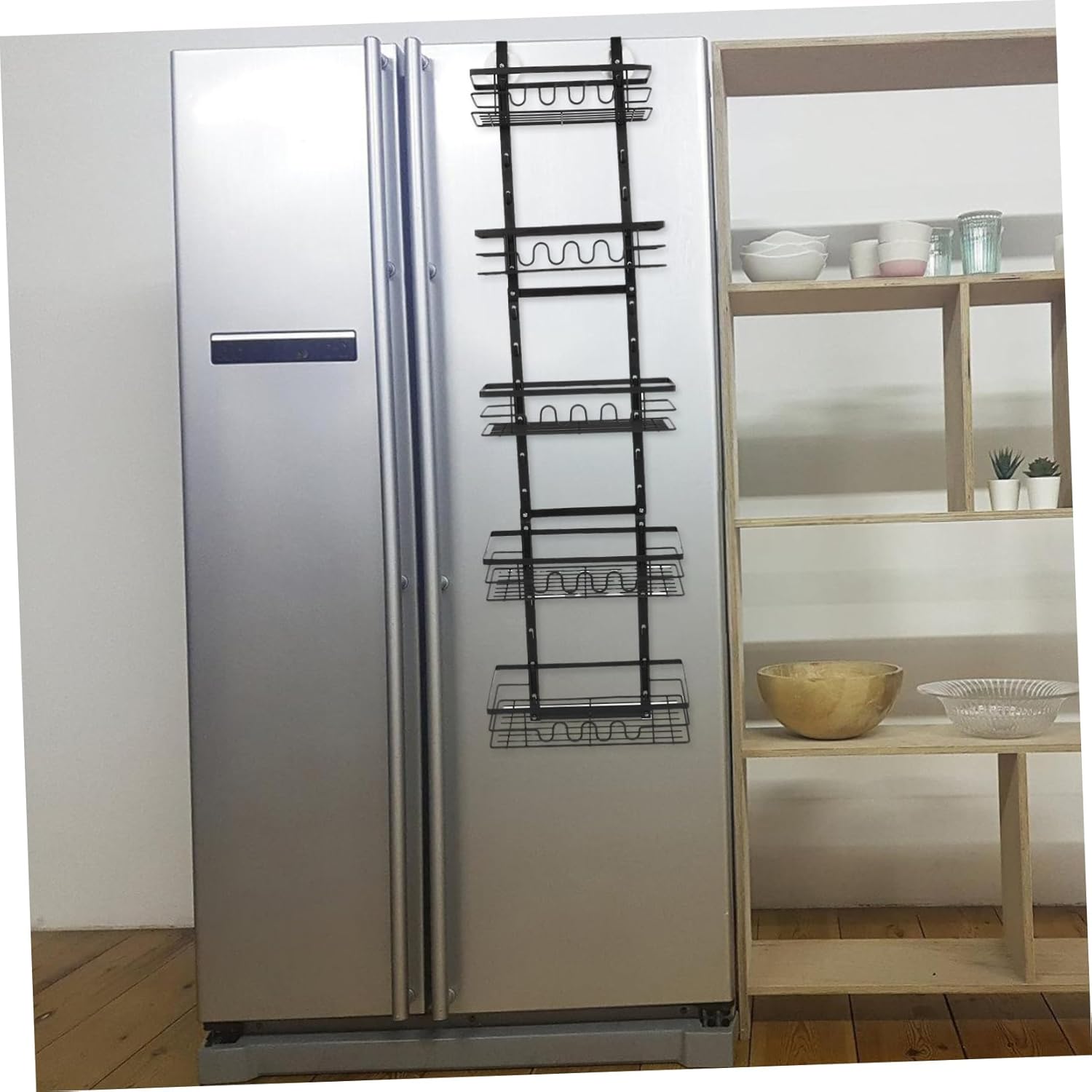 Metal over Door Hanging Storage Rack Baskets Multi-functional Organizer for Kitchen Bathroom and Pantry Space-saving Design Metal Construction