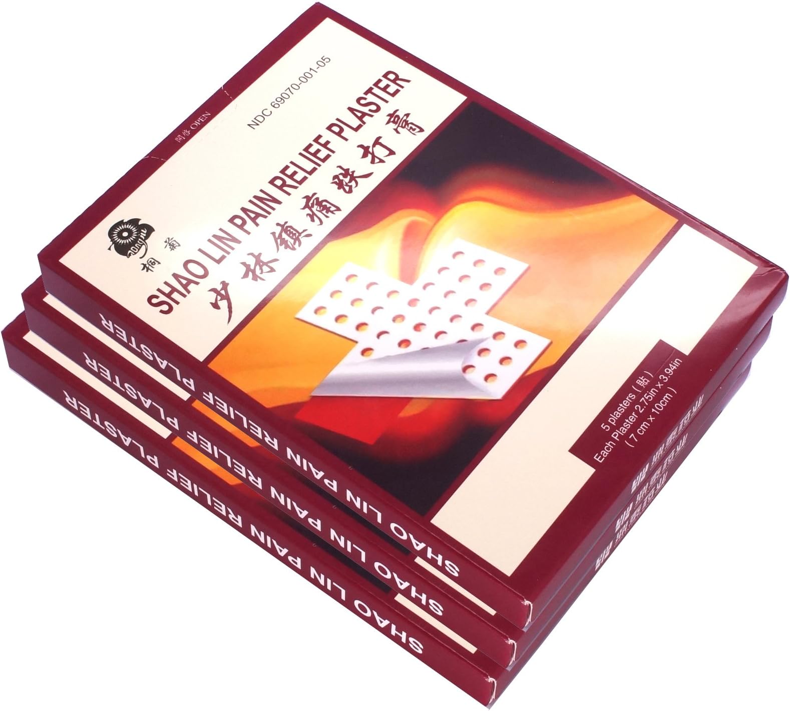 Shao Lin Chinese Herb Pain Relief Plaster Patch (3 Box / 15 Patches)