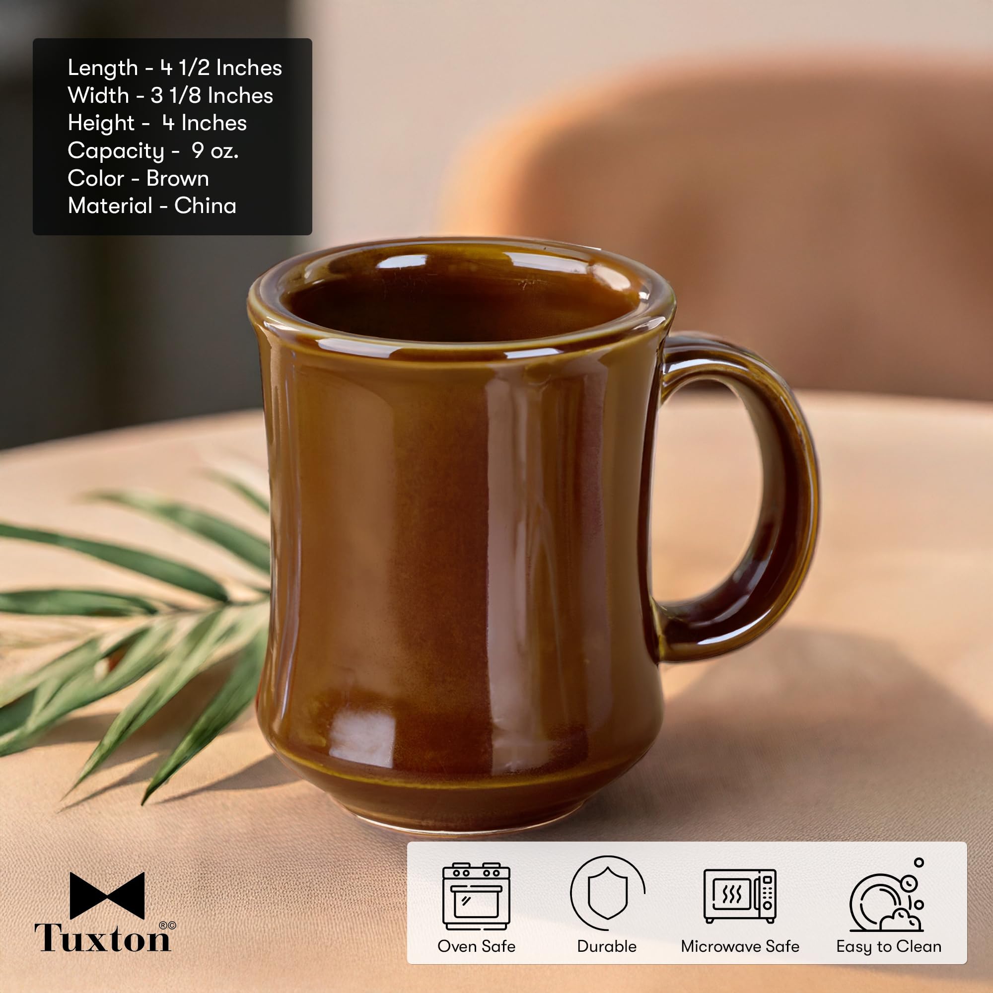 Amazon.com: Tuxton China BAM-0806 Princess Mug, 9 oz., 3-1/8