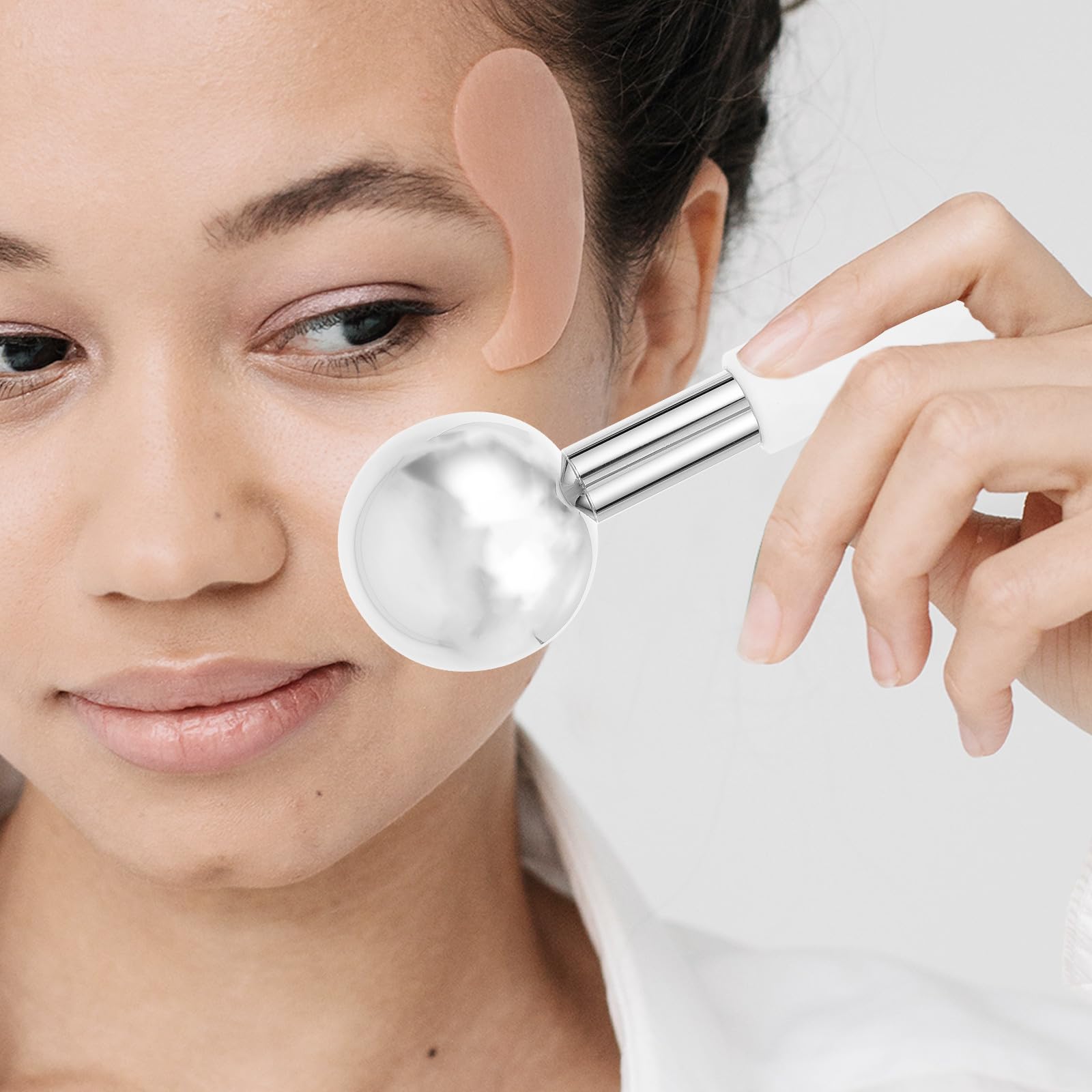 Toyvian 2 Piezas Rodillo de Masaje Facial Globos de Hielo para Tratamientos Faciales, Acero Inoxidable y Silicona, Fácil de Agarrar y Alivia la Fatiga Muscular