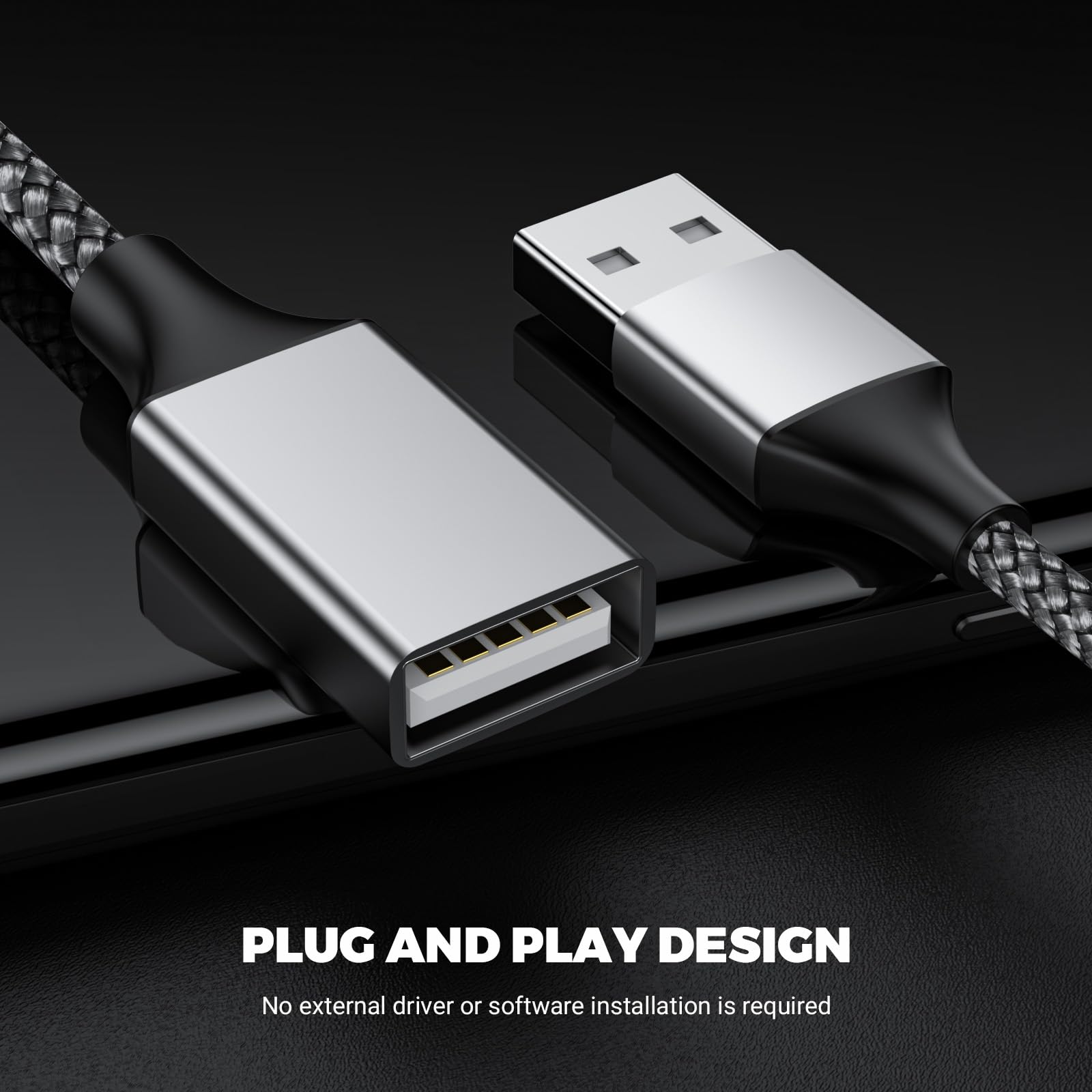 Rozdzielacz USB Y 3 w 1, kabel USB A męski na 3 żeński do komputera PC, laptopa, MacBooka, klawiatury, PS4, PS5, pendrive/LED itp. (srebrny)
