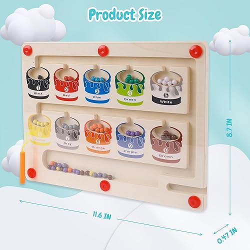 Miniatura 5 de Hafeehafi Magnetic Color and Number Maze,Wooden Magnetic Counting Puzzles Board,Preschool Learning Educational Game Toys for Toddler,3+ Year Old