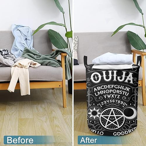 Miniatura 3 de Cesta de lavandería con letreros de hojalata Ouija Spirit Board Ouija, cesta de almacenamiento plegable para baño, habitación, decoración del hogar
