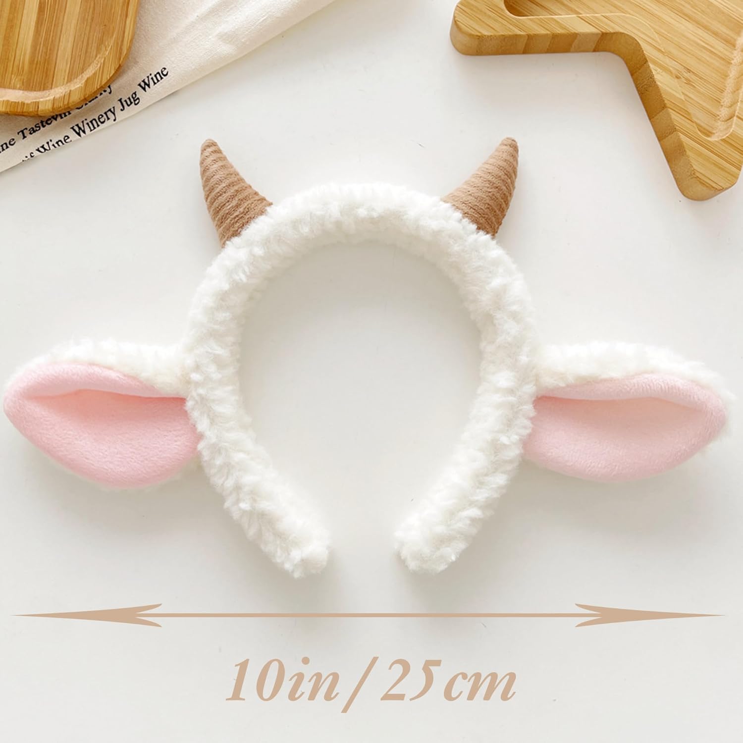 Sheep Ears Headband, Plush Sheep Ears Headband for Adults, Halloween Sheep Ears, Soft Lamb Ears Headbands for Costume Parties and Cosplay - Image 2
