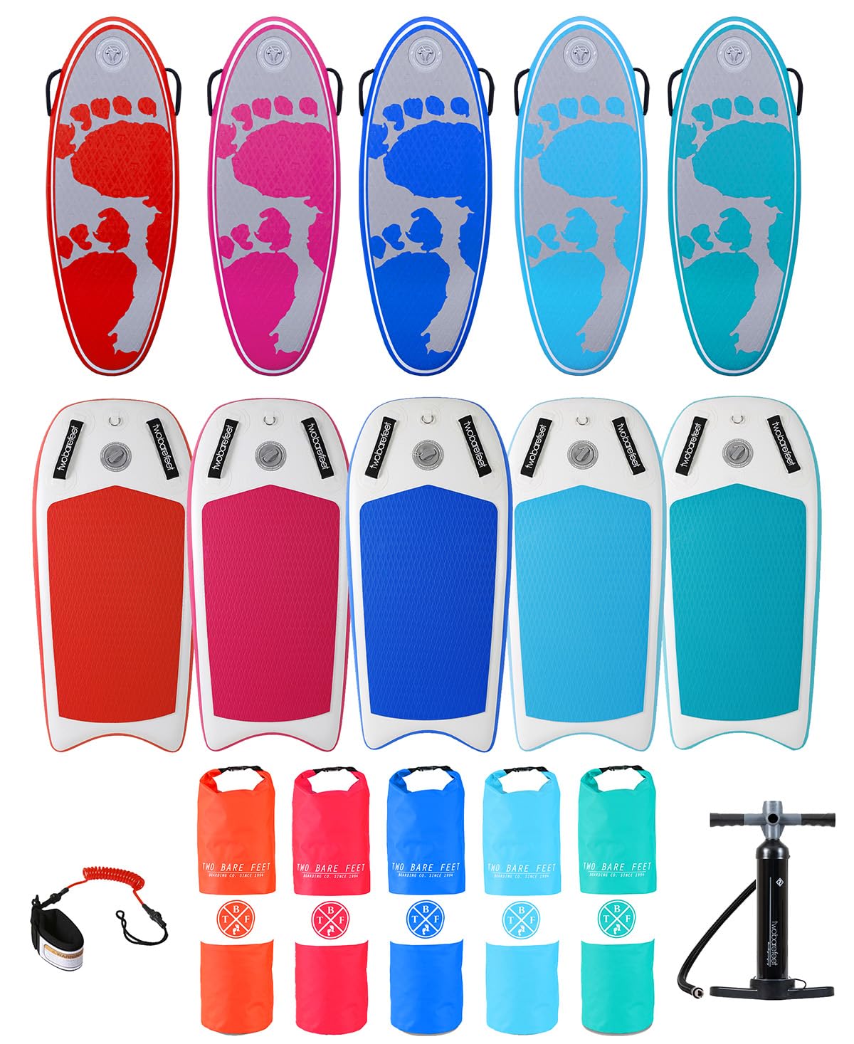 Two Bare Feet44" Inflatable Bodyboard – Lightweight & Portable Boogie Board with EVA Deck – for Adults & Kids, Perfect for Wave Riding & Beach Fun