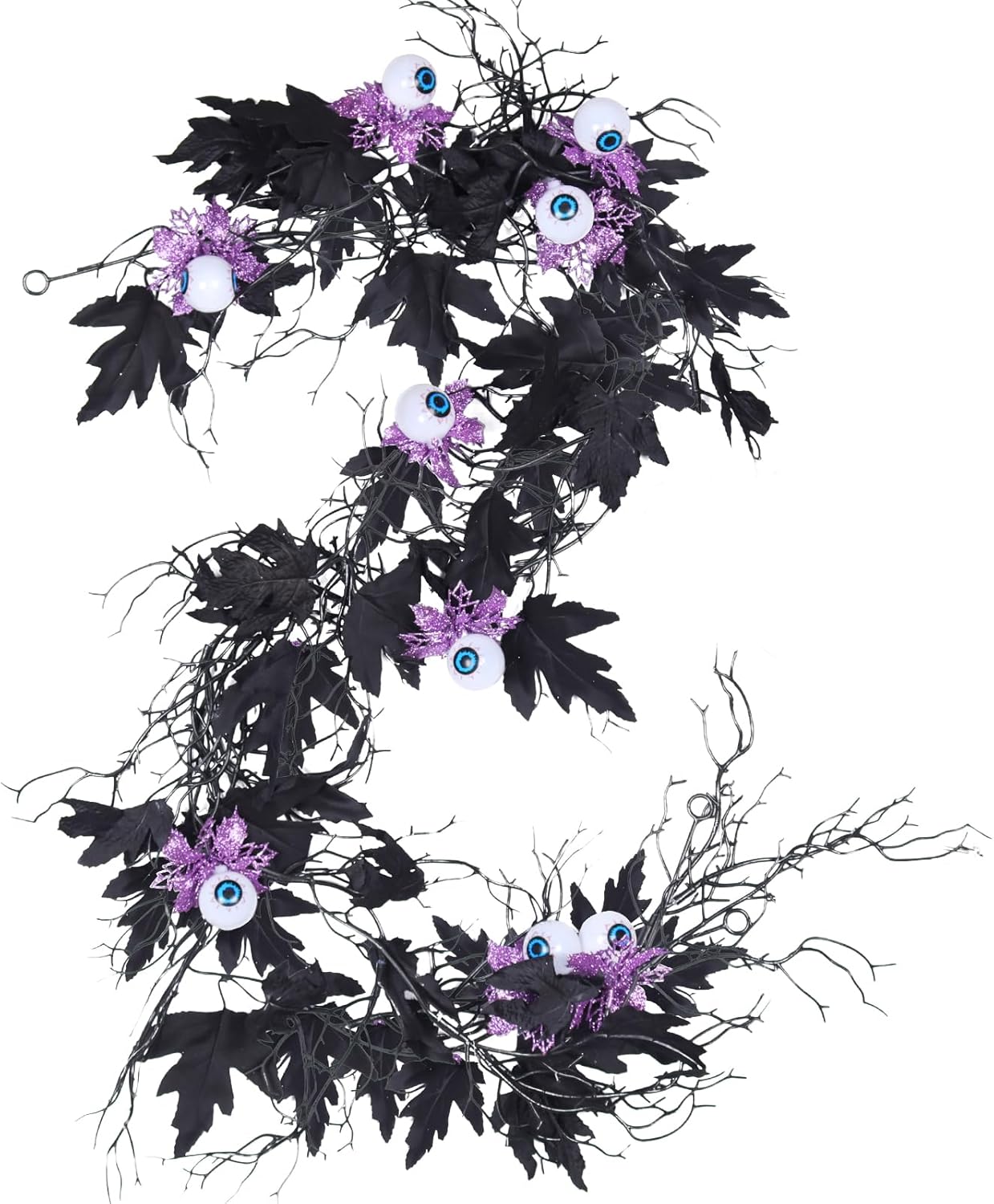 RECUTMS Artificial Maple Garland Fake Fall Leaves Faux Plastic Plant for Indoor Home Wedding Garden Hotel Autumn Harvest Halloween Wall Decoration