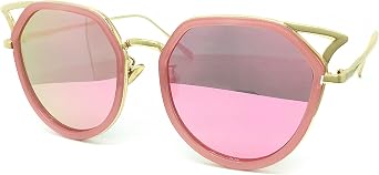 7044 Premium Oversize Womens Mens Mirror Funky Fashion Cateye Sunglasses Premium, PINK