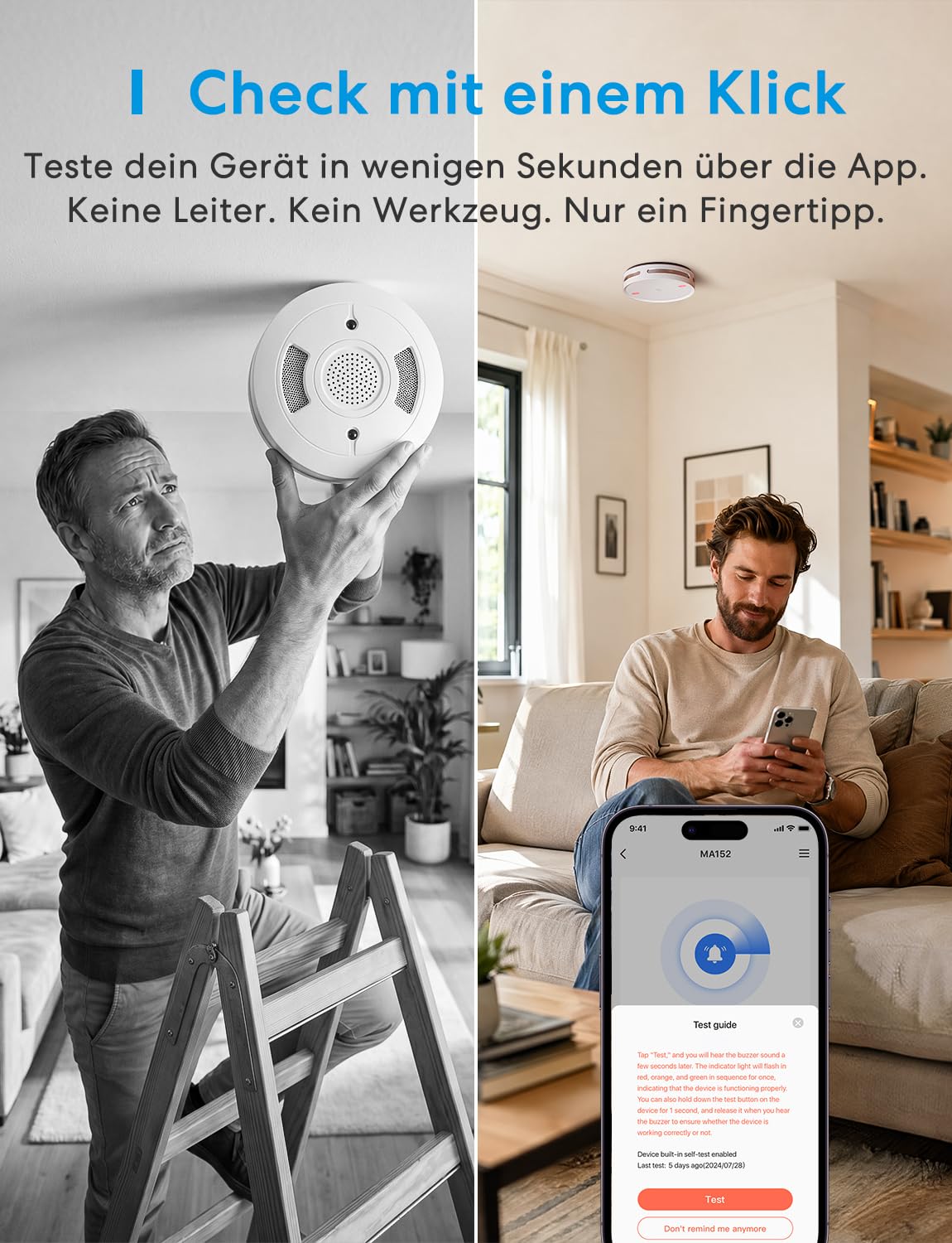 Meross Matter Rauchmelder Vernetzter mit MSH450 Hub, Smart Feuermelder mit App-Alarm, rotem LED-Fluchtlicht, WLAN Rauchwarnmelder mit Apple Home, Alexa, Home Assistant, EN14604-konform, 6er-Set