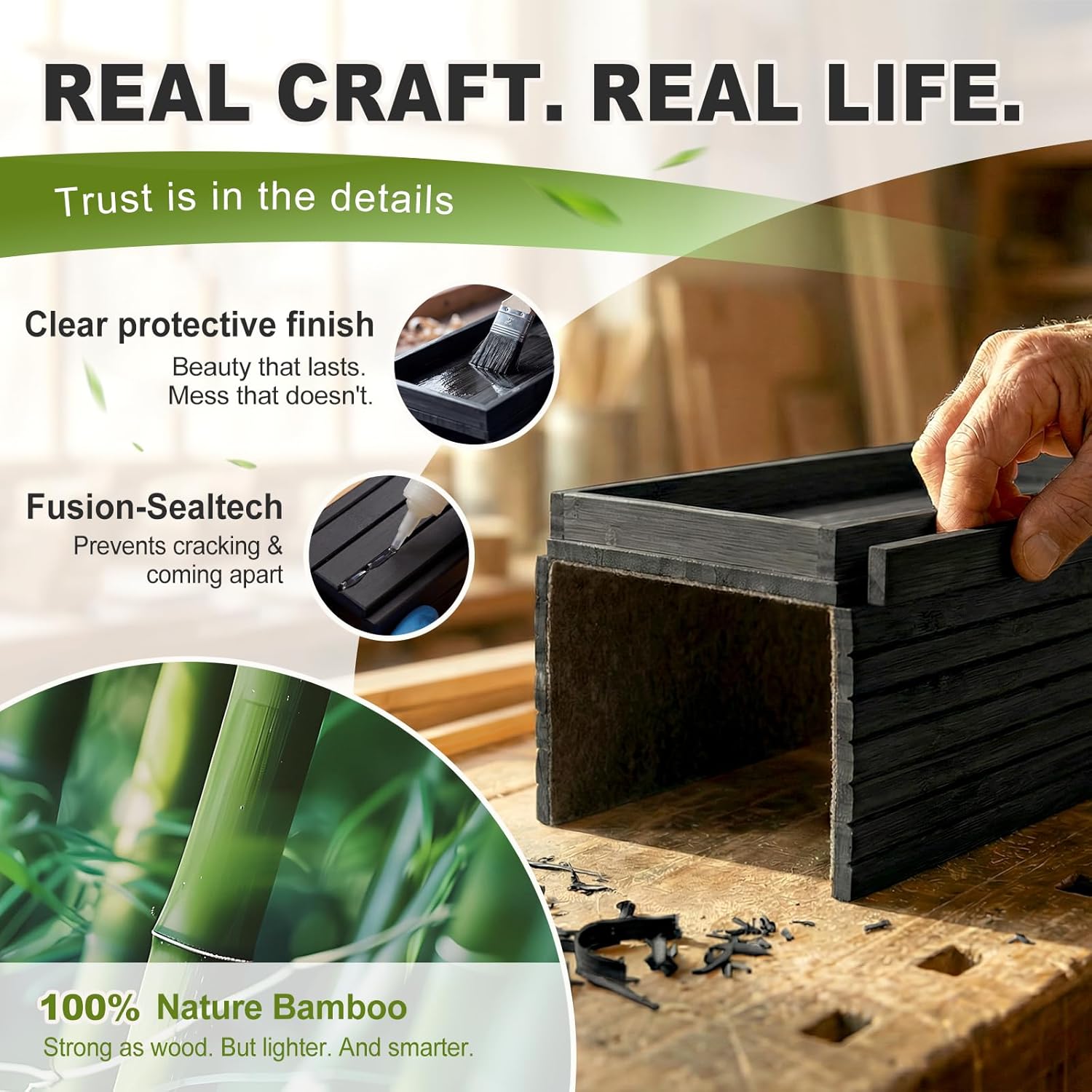 Sofa Arm Tray, Foldable Bamboo Couch Armrest Table with Large 12.5" x 5.8" Storage Compartment, Portable Chair Couch Caddy Arm Tray for Cup TV Snacks Phone
