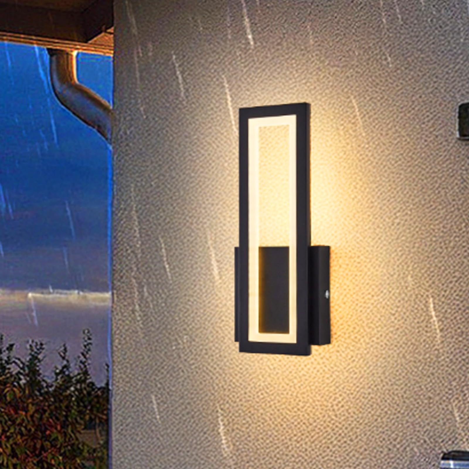 HELCEKOU Modern LED Wall Light Outdoor IP65 Waterproof Lamp Acrylic Iron Rectangular Design Sconce Minimalist Villa Decorative 3000K/4000K/6000K for Gardens Courtyard
