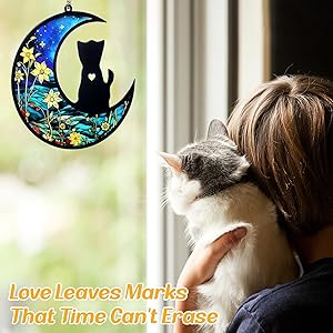 COSOWO Pet Memorial Suncatcher, Loss of Cat & Dog Sympathy Gifts, Hanging Stained Acrylic Light Catcher, Cat & Dog Memorial Ornament for Pet Lovers, Star Pattern