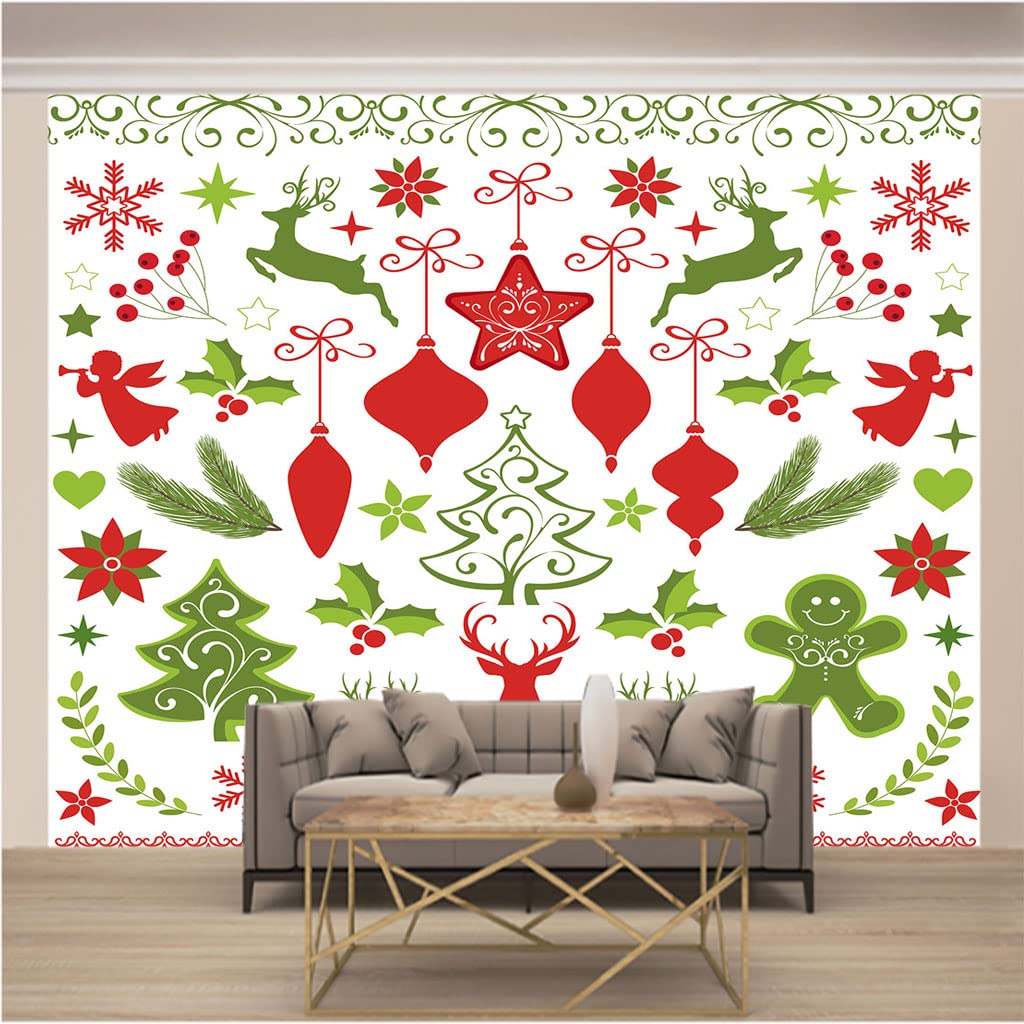 Papier peint intissé photo cerf de Noël 3D panoramique pour salon 350x256 cm