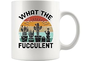 11 oz White "What the Fucculent" Succulent Lovers Ceramic Mug
