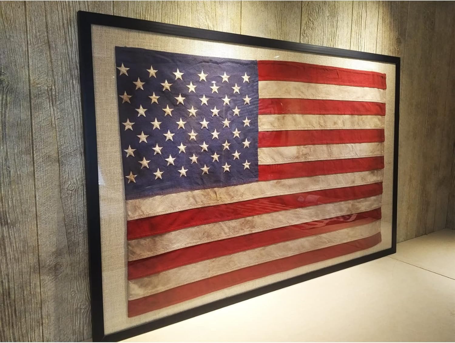Homissor Vintage American Flag Cotton Flags 3x5 Tea Stained USA Flags Embroidered Star Heavy Duty US Flag Sewn Stripes for Indoor