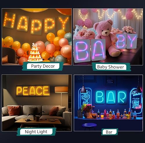Miniatura 6 de Decoraciones de Navidad para decoración de habitación de cumpleaños, aplicación de letrero de neón y compatible con Alexa, 8 efectos de luz