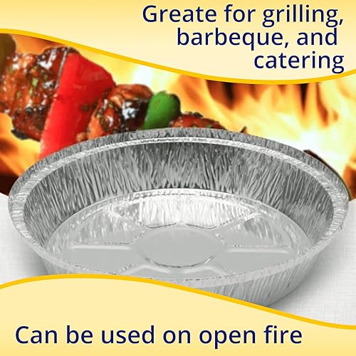 Miniatura 6 de IDL Packaging Sartenes redondos de papel de aluminio de 9 pulgadas (paquete de 50)  1.75 pulgadas de profundidad, paredes angulares  para asar,
