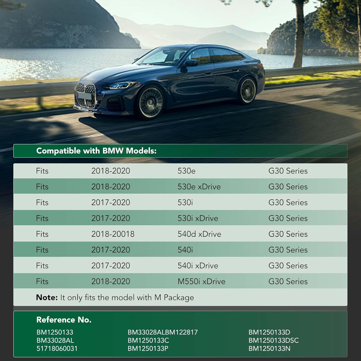 YHTAUTO Front Left Driver Side Engine Splash Shield Compatible with 2017-2020 BMW G30 Series 530e, 530i, 540i, M550i xDrive, with M Package, Black Splash Guard Engine Case Guards