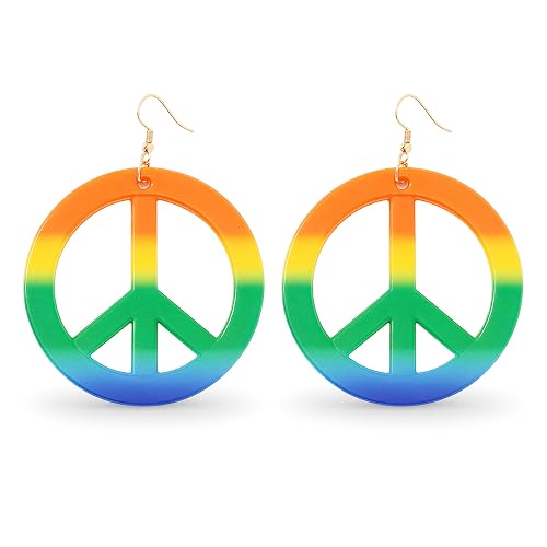 Pendientes de paz hippie - arco iris paz colgante para disfraz de carnaval como accesorio de disfraz