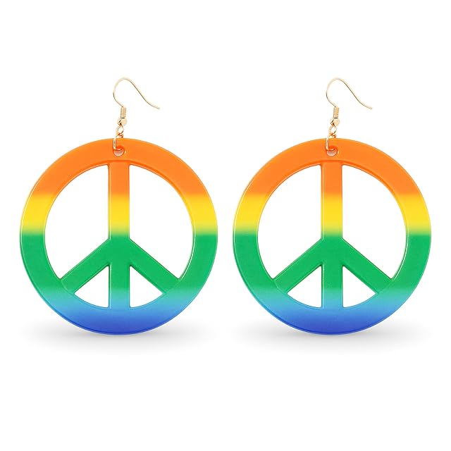 Pendientes de paz hippie - arco iris paz colgante para disfraz de carnaval como accesorio de disfraz