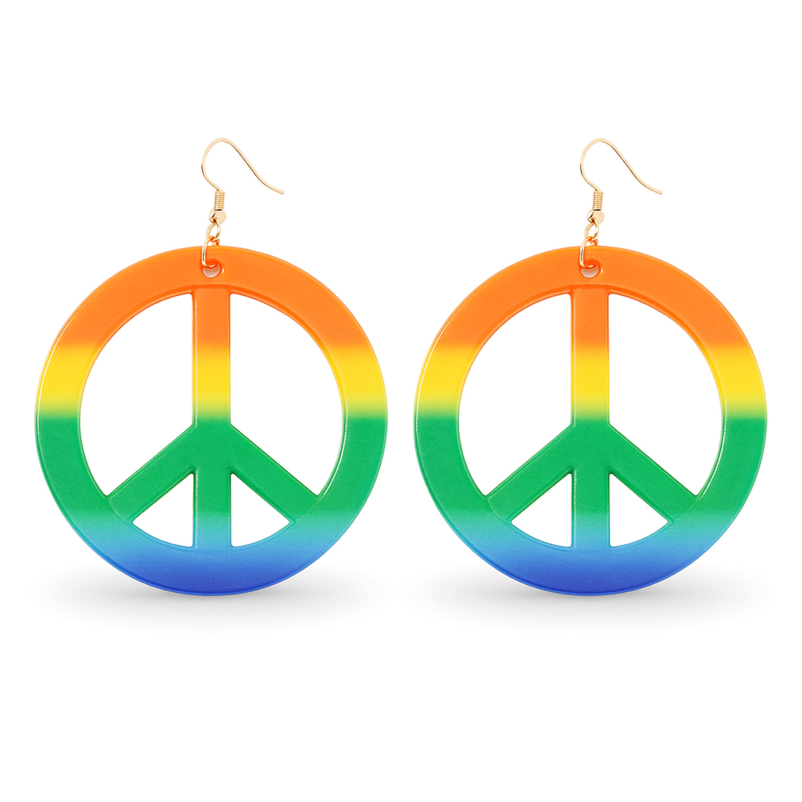 TK Gruppe Timo Klingler Hippie Peace Earrings, Rainbow Peace Pendant for Costume at Carnival Carnival as Costume Accessory