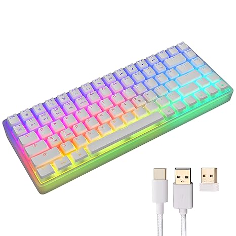 Zebronics Premium Wireless Mechanical Keyboard, Outemu RED Switch, 3X Bluetooth, Hot swap, Mac, Android, Windows, Type C 1.8m Braided Cable, 2.4GHz RF, 18 RGB LED & Backlit Keys MAX Ninja 200 - White