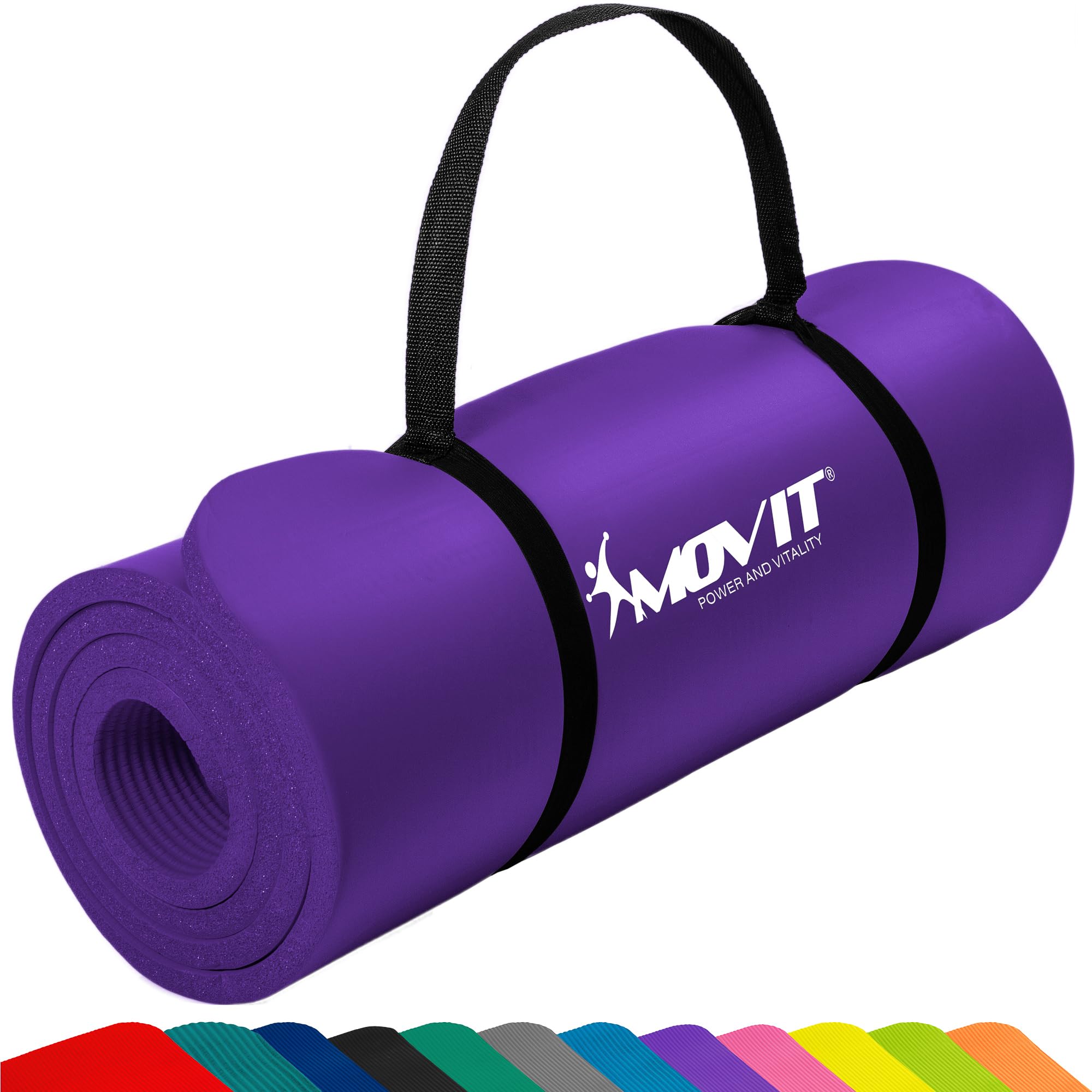 MOVIT Tapis Gymnastique - Doux pour Peau, sans Phthalates, 183x60x1,​0cm, en Violet - Musculation, Fitness
