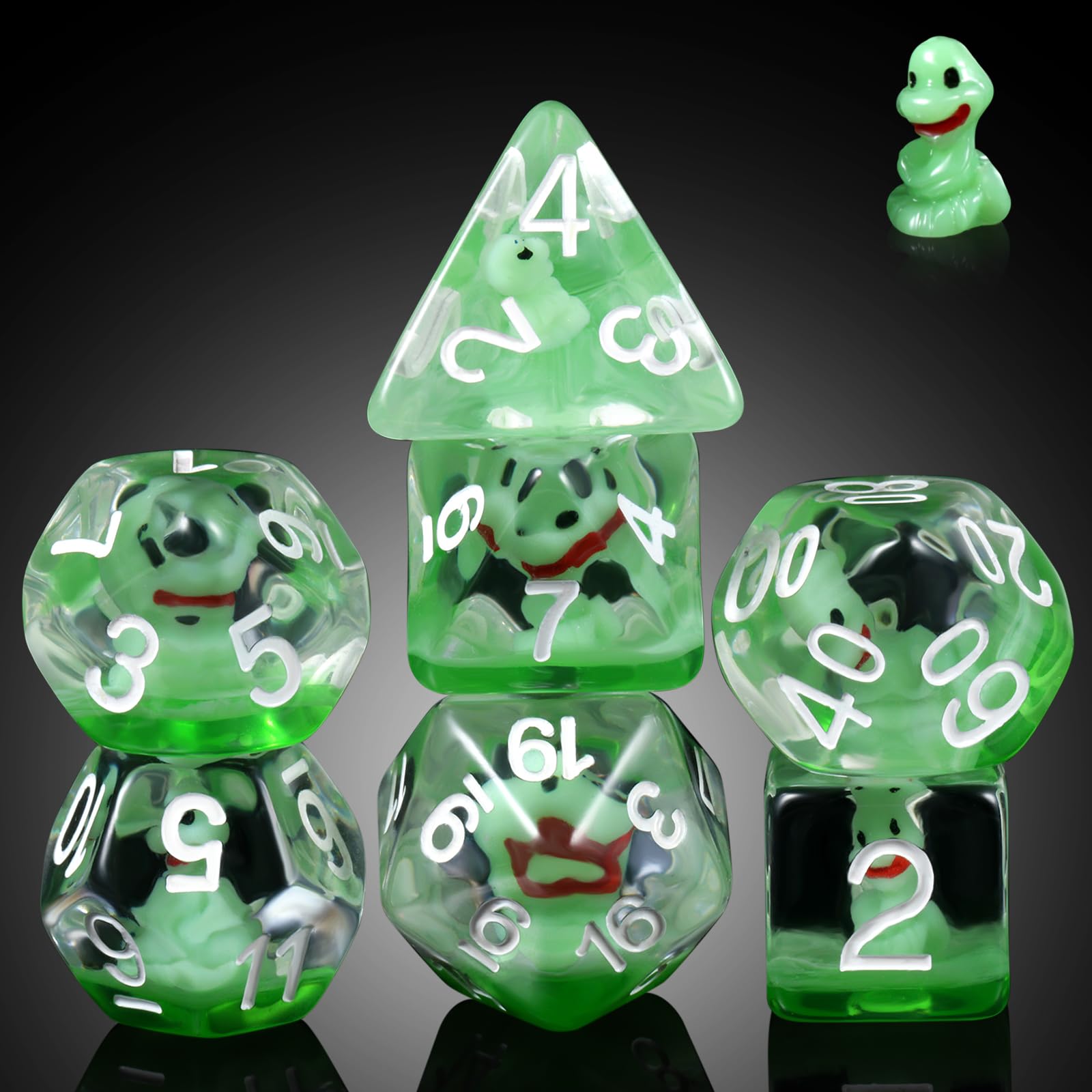 Snake DND Dice, DNDND 7PCS Resin D&D Die with Velvet Pouch for Dungeons and Dragons Role Playing Games and Tabletop Games(Snake)