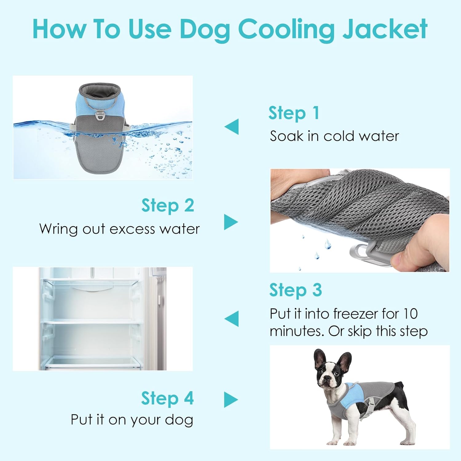 AOFITEE Dog Cooling Vest Small Dogs, Breathable Cooling Jacket for Dogs UV Protection Shirt, Dog Cooler Shirt with Harness D-Ring, Lightweight Summer Cooler Vest for Small Medium and Large Pet