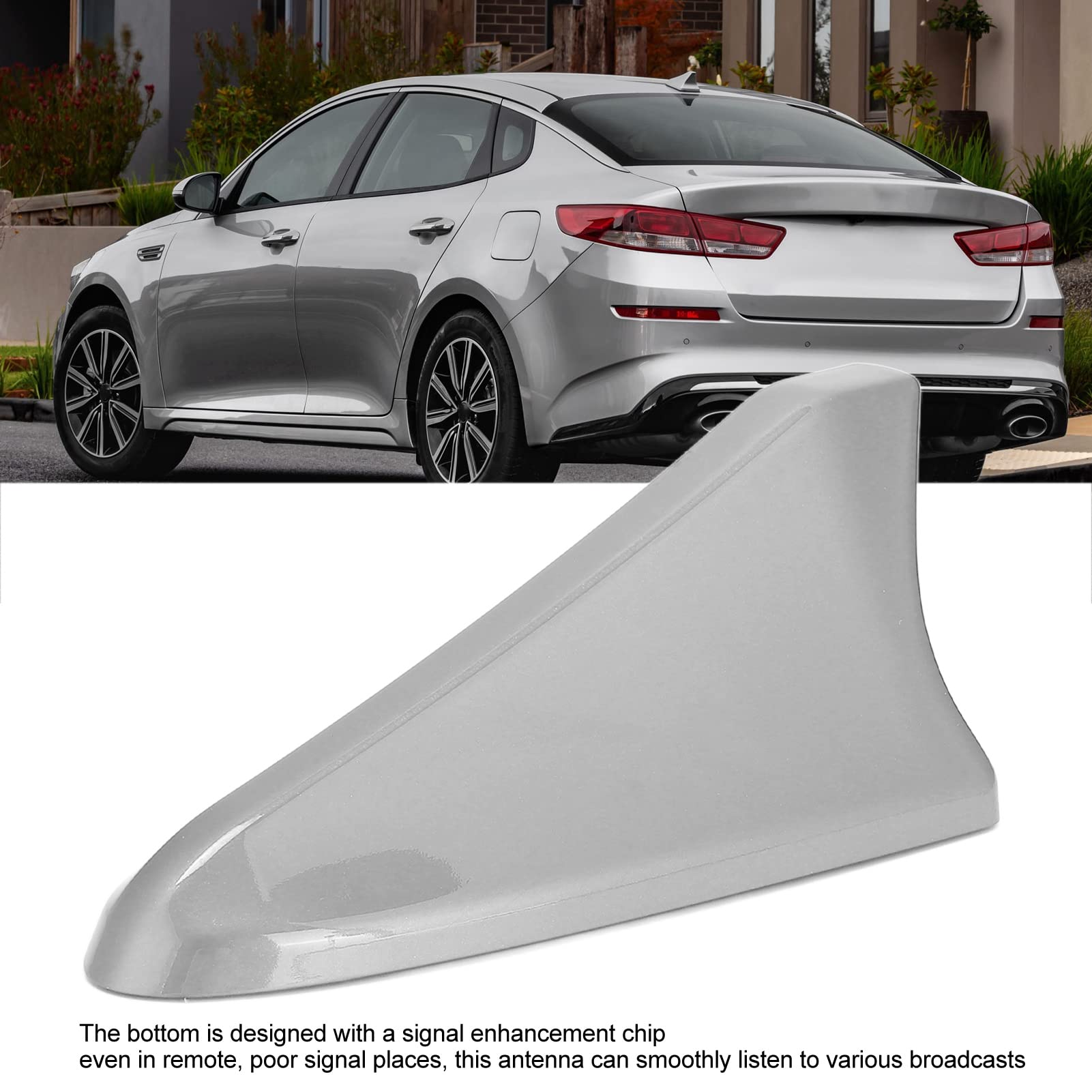 Shark Fin Roof Antenna Cover, 96219 D5000EBQK Roof Antenna Aerial Shell Unique ABS Replacement for Elantra Sedan(Silver)