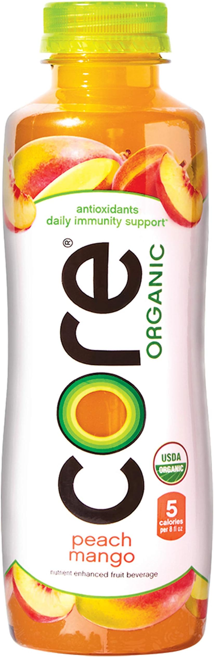 CORE Organic, Peach Mango, 18 Fl Oz (Pack of 12), Fruit Infused Beverage, Vegan/Gluten-Free, Non-GMO, Refreshing Flavored Water with Antioxidants, Great For Immunity Support, CLEAR