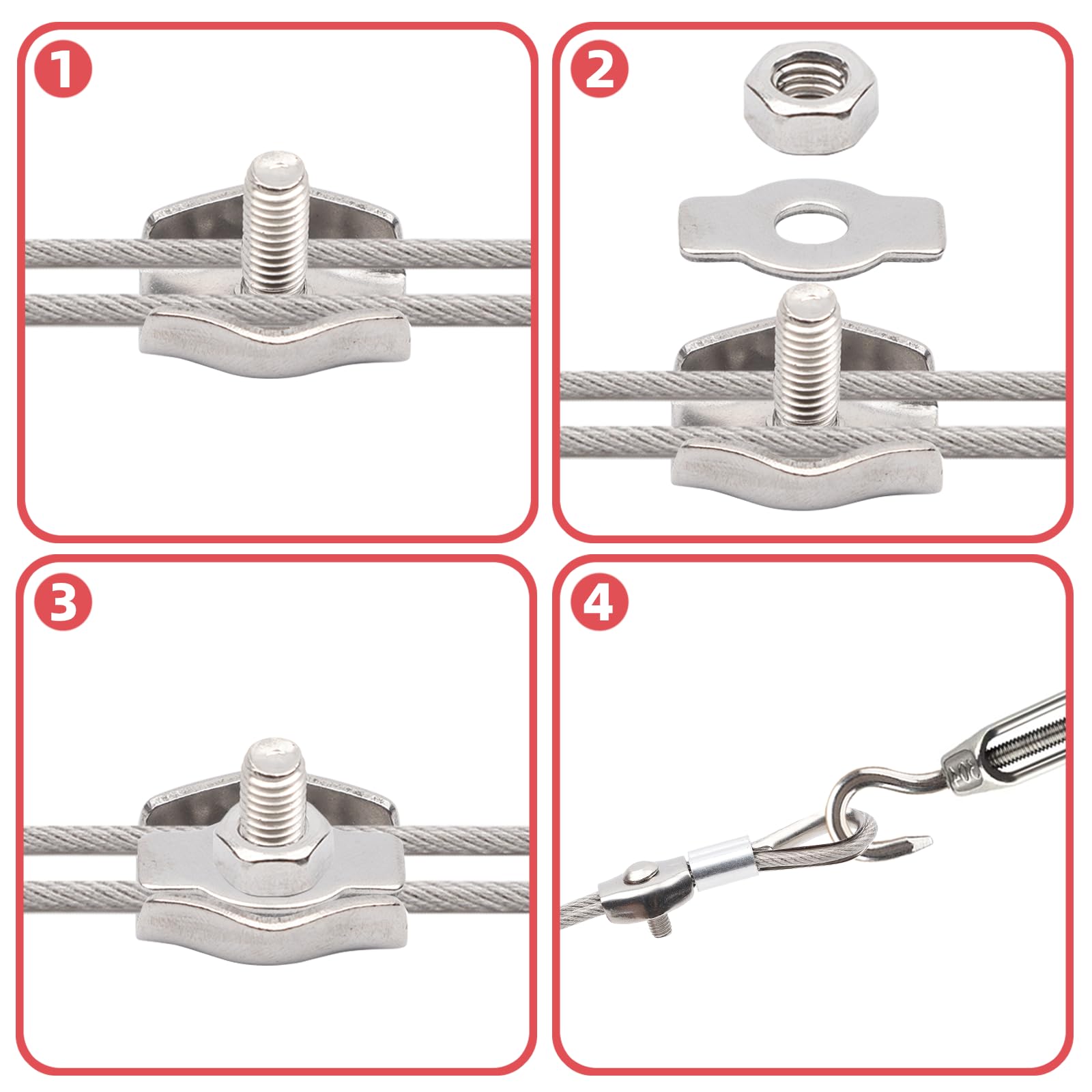Lot de 64 câbles en acier inoxydable 304, 35 m d'épaisseur, 3 mm, pour plantes grimpantes, corde à rideau, clôture