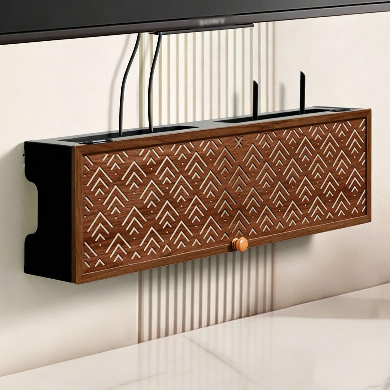Meuble de Rangement Multimédia pour Cacher Routeur Fibre et Boîtier TV