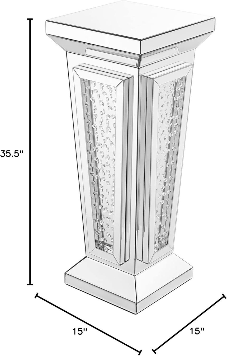 Elegant Decor Modern 36" Clear Crystal Mirrored Accent Pedestal End Table