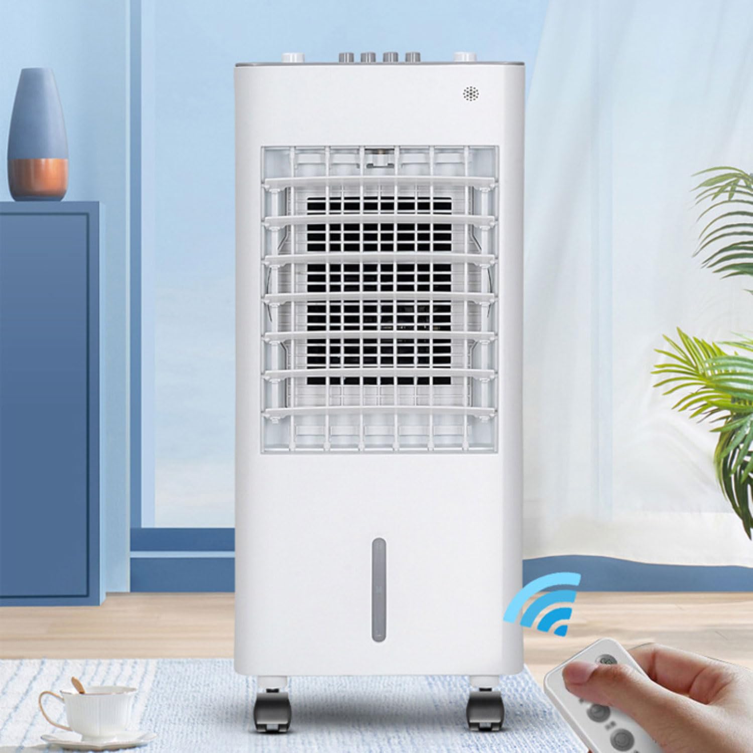 Przenośny klimatyzator chłodzący, odświeżacz powietrza wyparnego ze zbiornikiem wody 10 l, oscylacja 120°, ultra cichy wentylator, zewnętrzny klimatyzator do garażu,