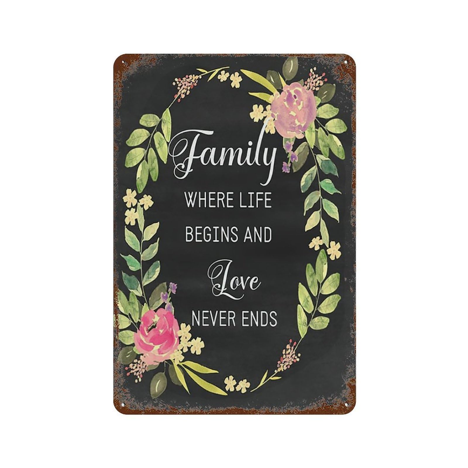 xiaoxiaoshen Quote Family Where Life Begins Wall Decor Art Metal Tin Poster Modern Home Decor Art Home Bar Shop Decorations Vintage Sign 30x20cm
